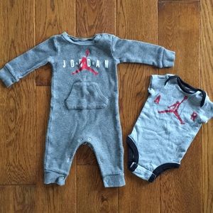 Baby Jordan short sleeve onesie and knit jumper